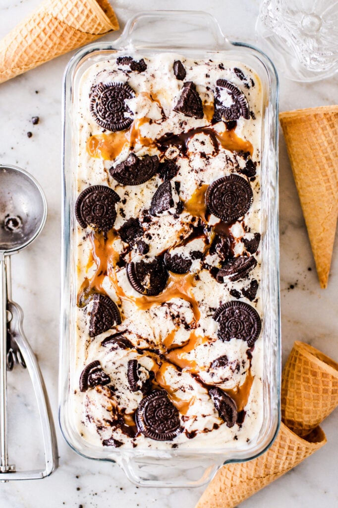 No-Churn Cookies & Cream Salted Caramel Ice Cream