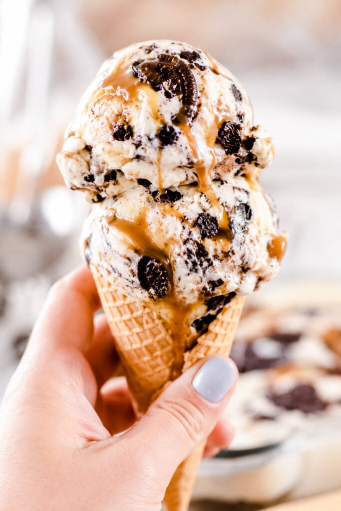 Cookies and Cream Ice Cream With Caramel and Fudge