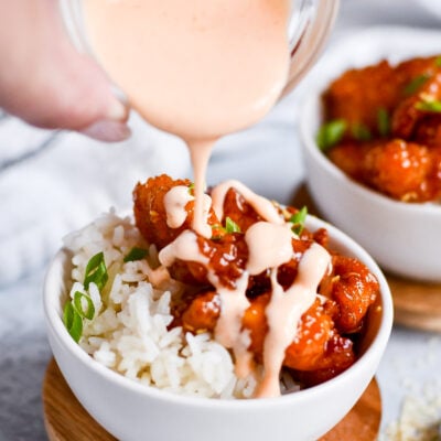This honey garlic chicken is cooked to crispy perfection in the air fryer, then tossed in a sticky homemade sauce. Perfect served with rice or veggies!
