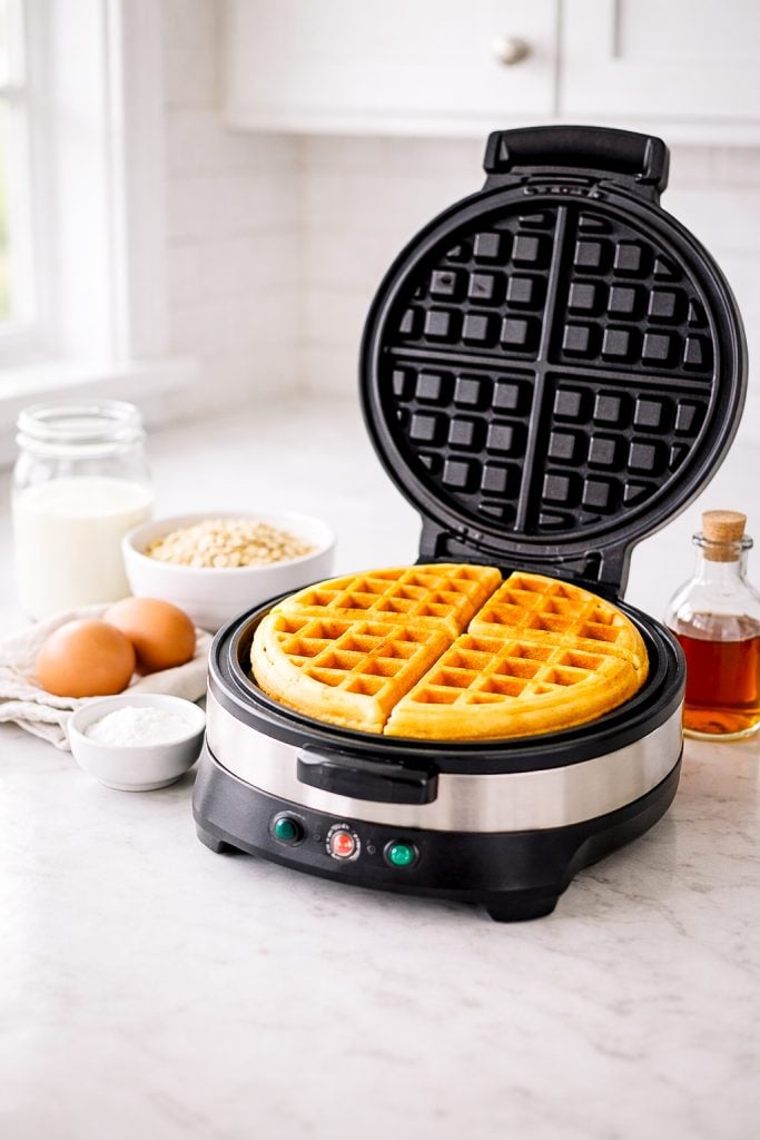 Looking for a healthy waffle recipe? These blender waffles use simple ingredients like old fashioned oats, cottage cheese, and honey for a naturally high-protein breakfast the whole family loves.