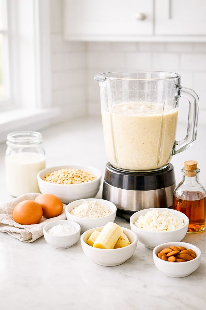 Blender Protein Waffles (Easy High-Protein Breakfast) These easy blender protein waffles are made with oats, cottage cheese, and eggs—no protein powder needed!