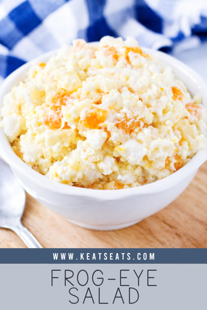 An old fashioned Frog Eye Salad recipe that tastes just like the one from church potlucks and family reunions. A nostalgic creamy fruit salad everyone always asks for!